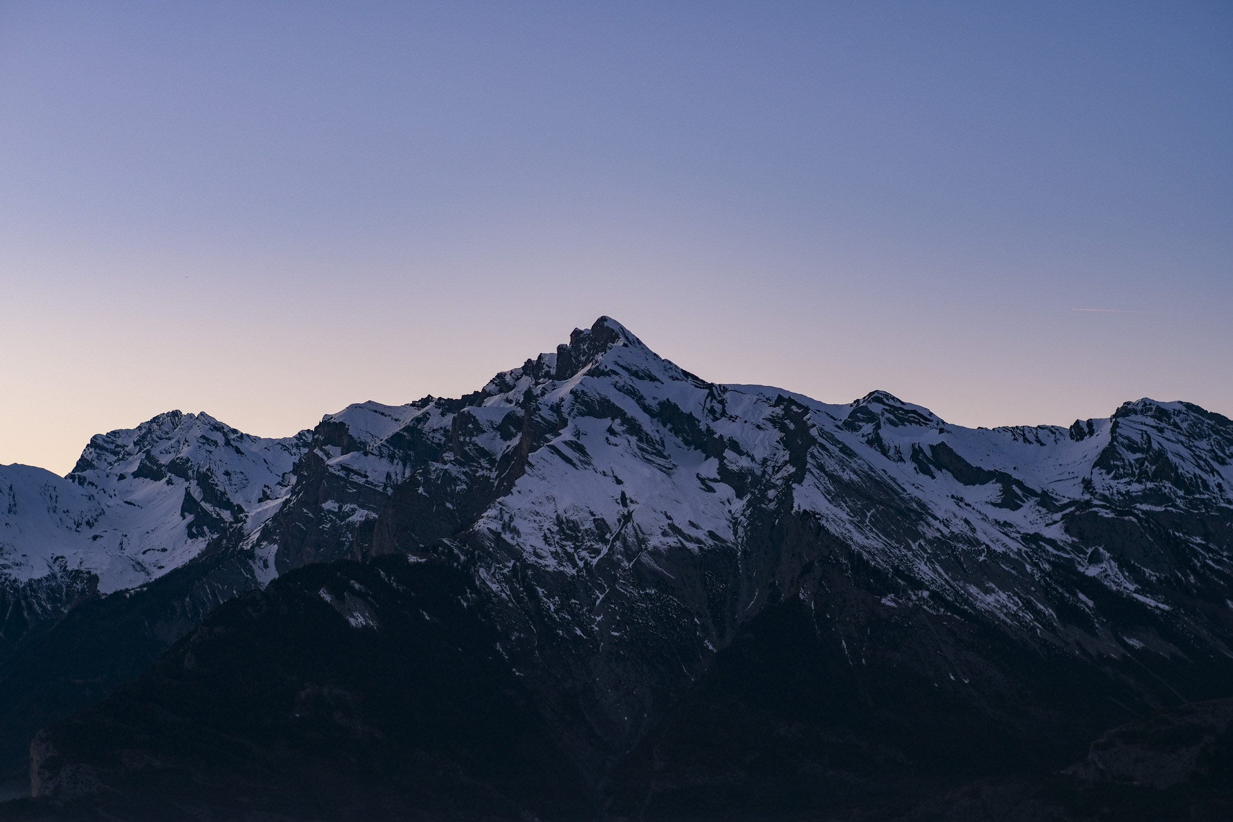 View from our balcony in Veysonnaz, Valais, looking at Haut de Cry.