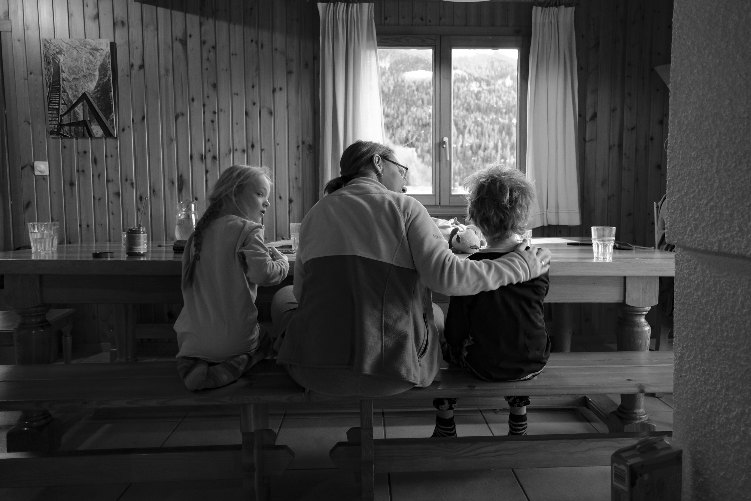 Family sitting at the breakfast table this morning.